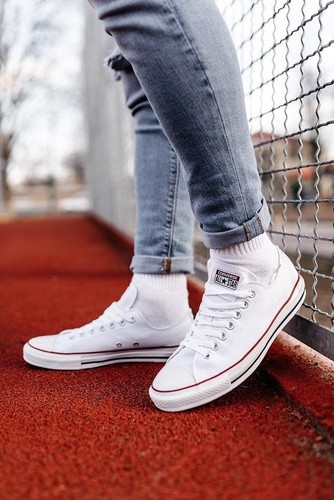 Converse White Black & Red Lines