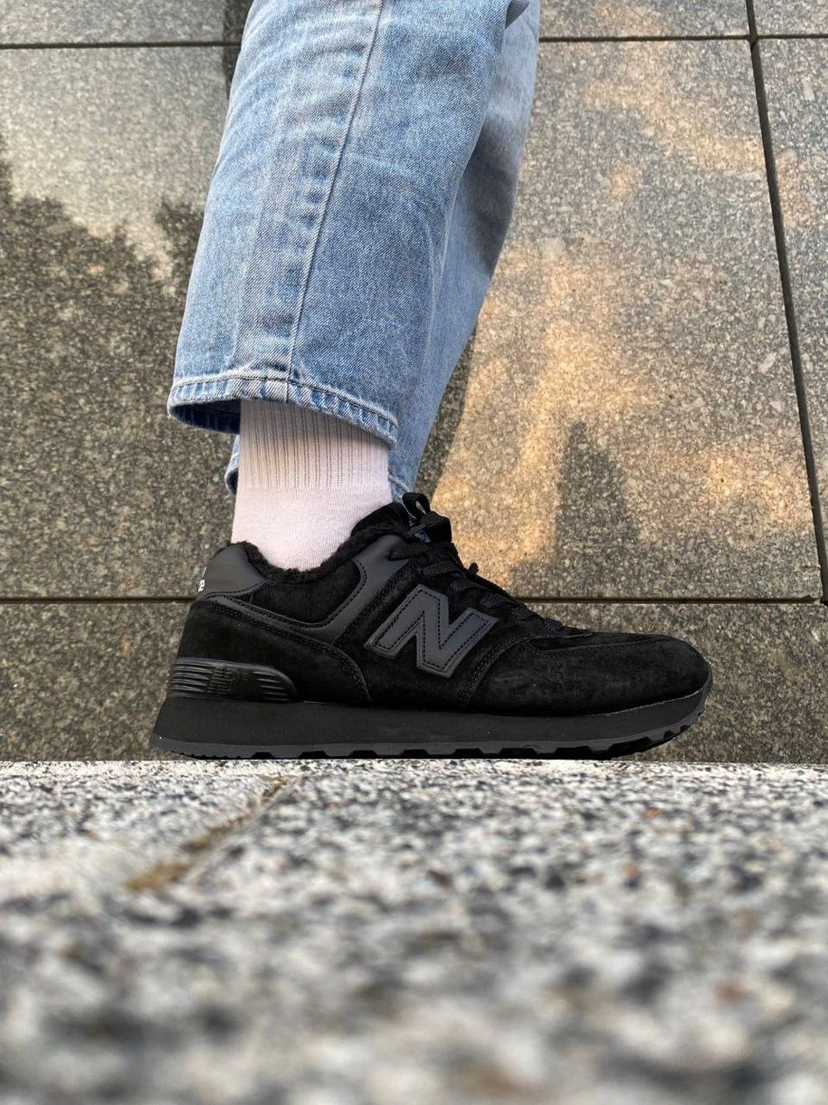 Зимові Кросівки New Balance 574 Black (Хутро) 9745 фото