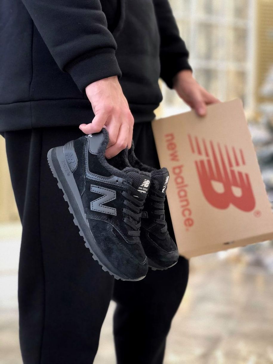 Зимние Кроссовки New Balance 574 Black 1 3763 фото