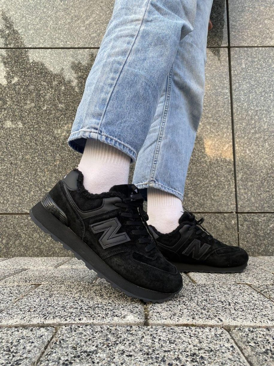 Зимові Кросівки New Balance 574 Black (Хутро) 9745 фото