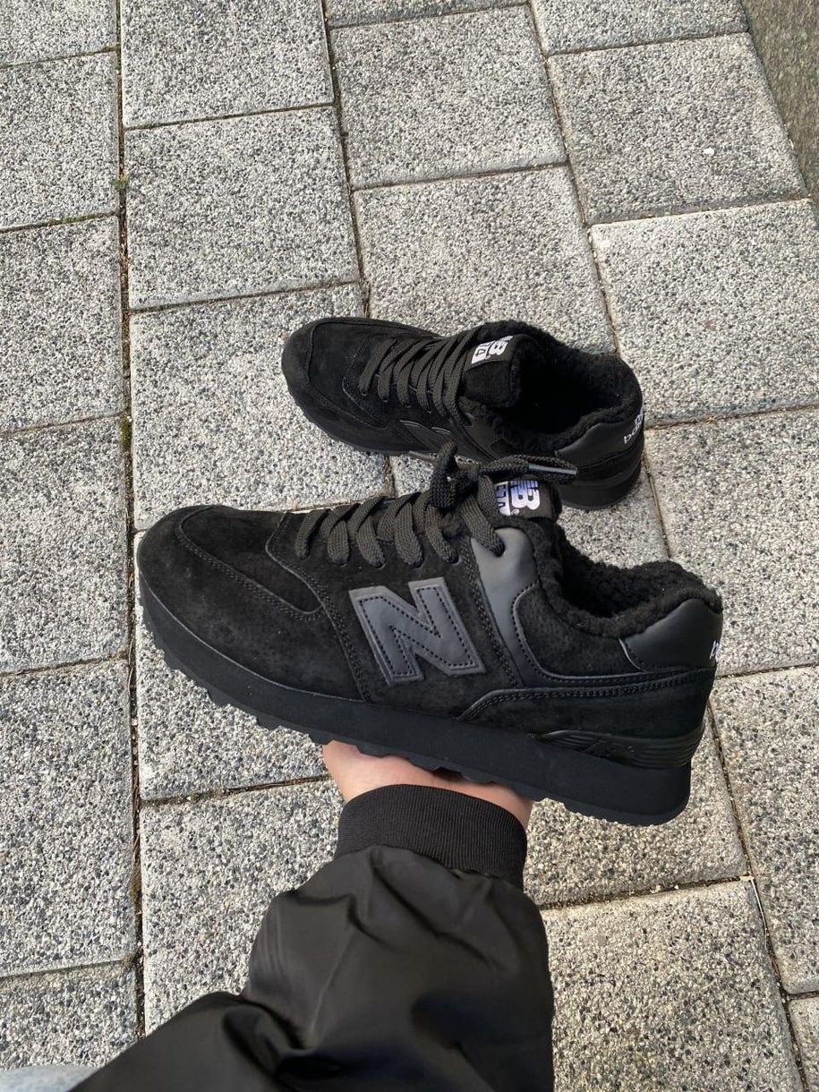 Зимові Кросівки New Balance 574 Black (Хутро) 9745 фото