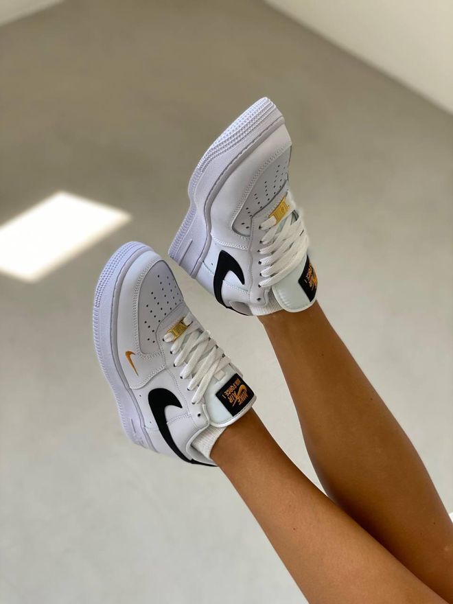 nike air force 1 white gold black