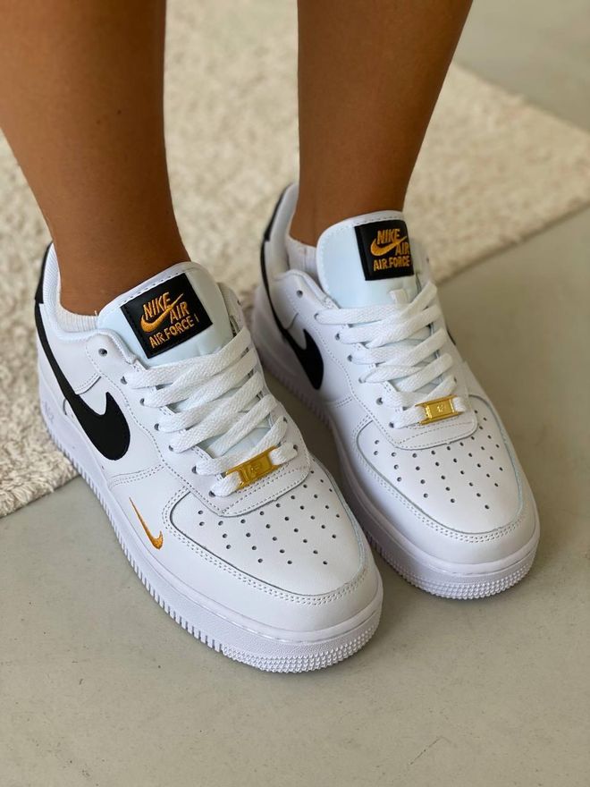 nike air force 1 white gold black