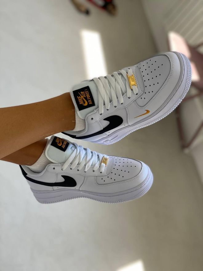 nike air force 1 white gold black