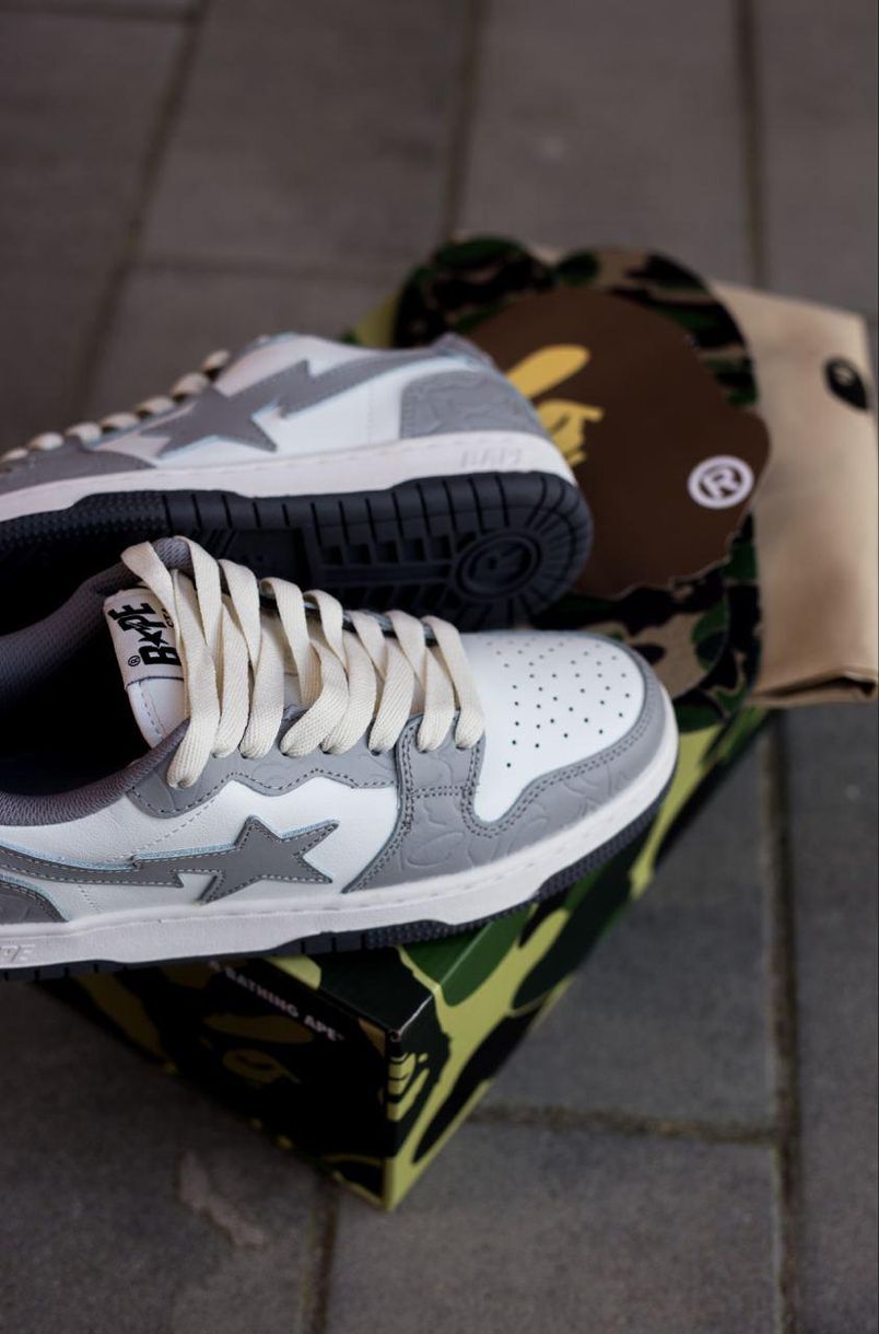 Кроссовки BAPE STA Grey White 9486 фото