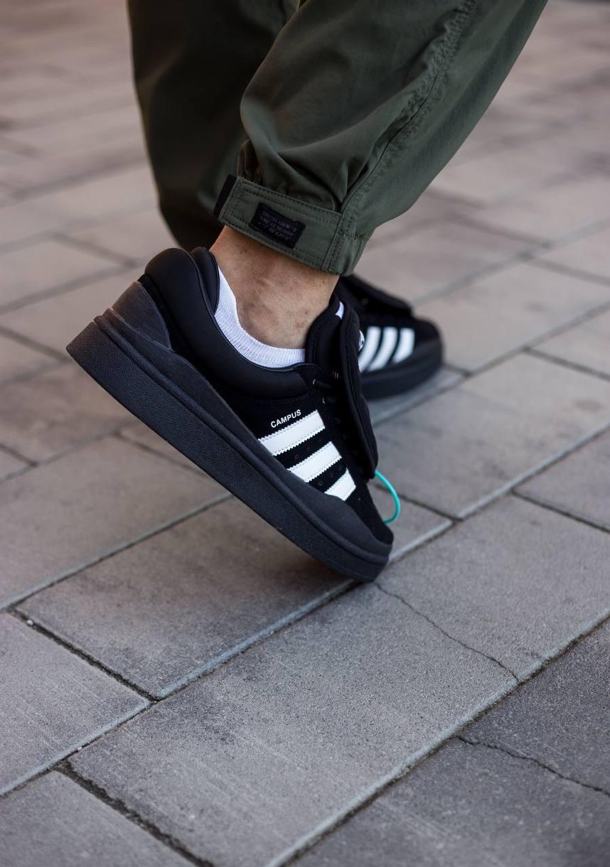 Кроссовки Adidas Campus x Bad Bunny Black White 9394 фото