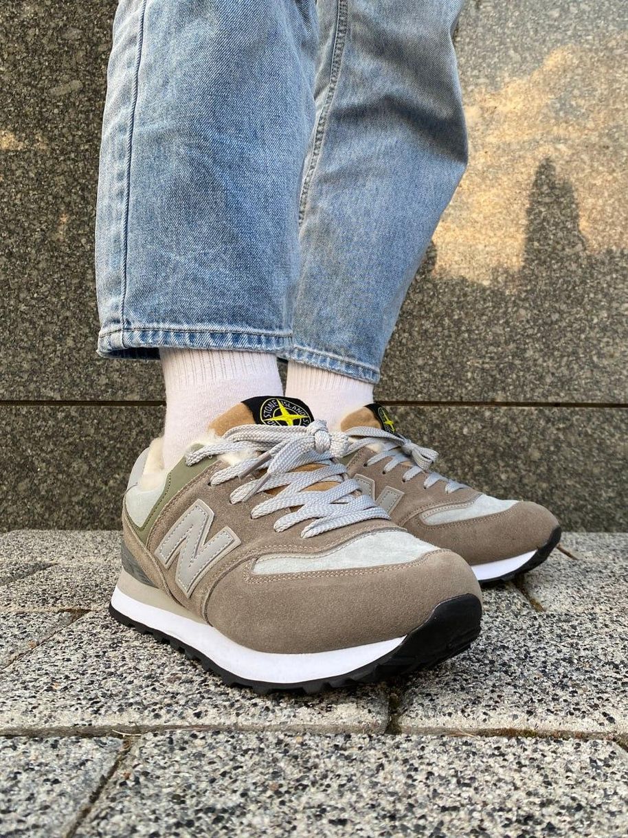 Зимові Кросівки New Balance 574 Stone Island (Хутро) 9746 фото