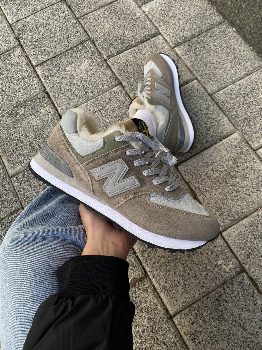 Зимові Кросівки New Balance 574 Stone Island (Хутро) 9746 фото