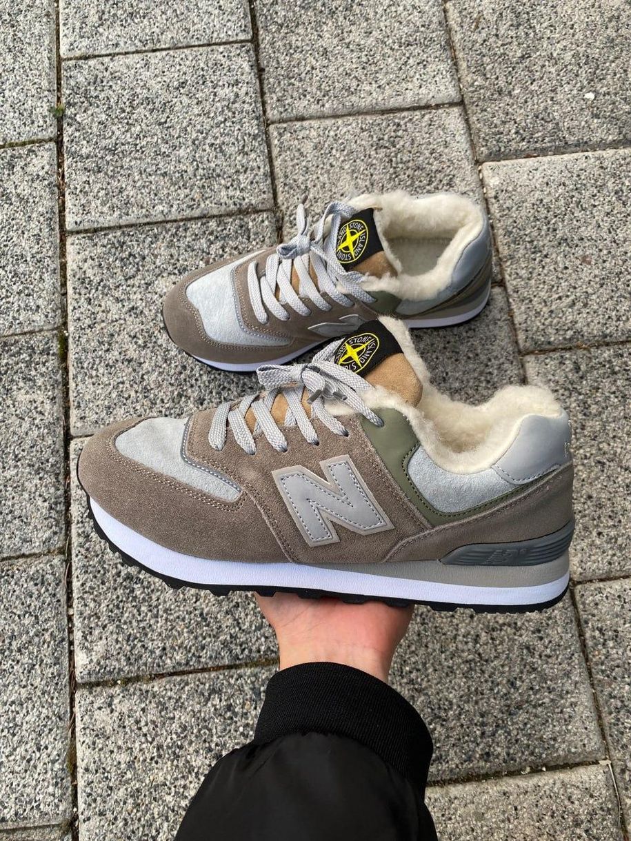 Зимові Кросівки New Balance 574 Stone Island (Хутро) 9746 фото