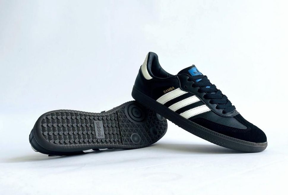 Кроссовки Adidas Samba Black White 9124 фото