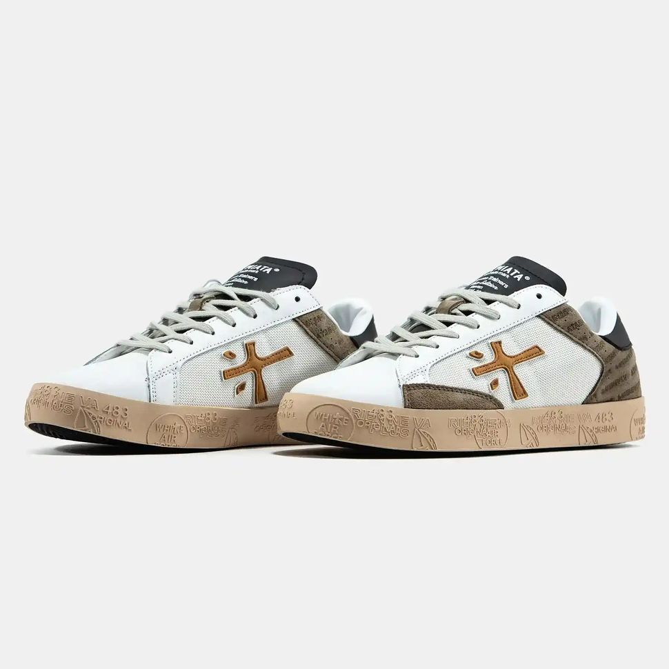 Premiata Steven White Beige Gum