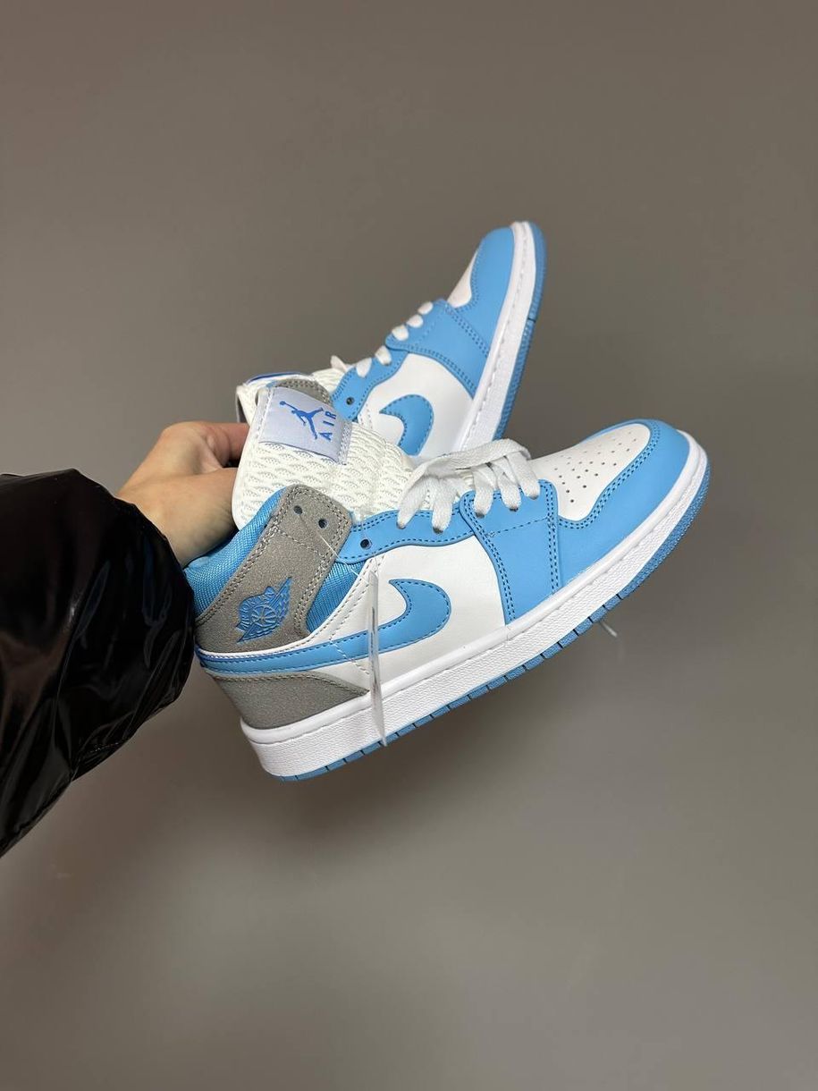 Баскетбольні кросівки Nike Air Jordan 1 Mid Blue Grey Premium 4453 фото