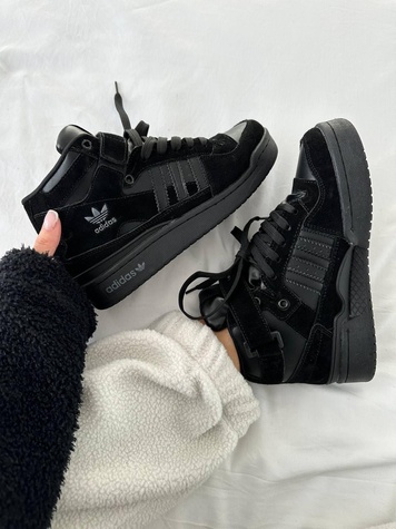 Зимові Кросівки Adidas Forum Black Suede Fur 9959 фото