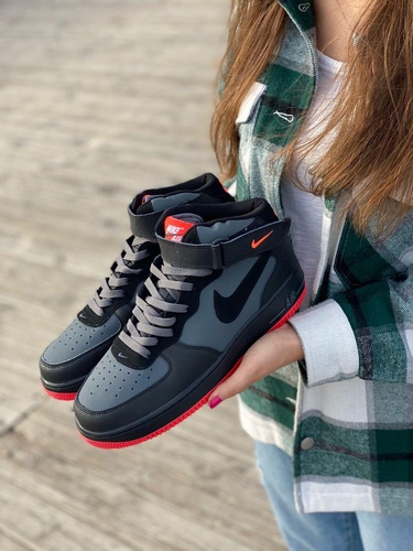 Кросівки Nike Air Force 1 Black Red 58 фото