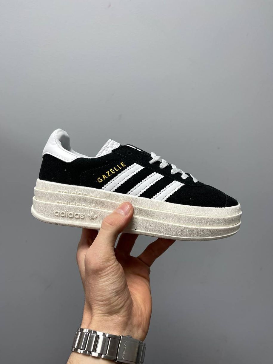 Кеды Adidas Gazelle Bold Black White 2774 фото