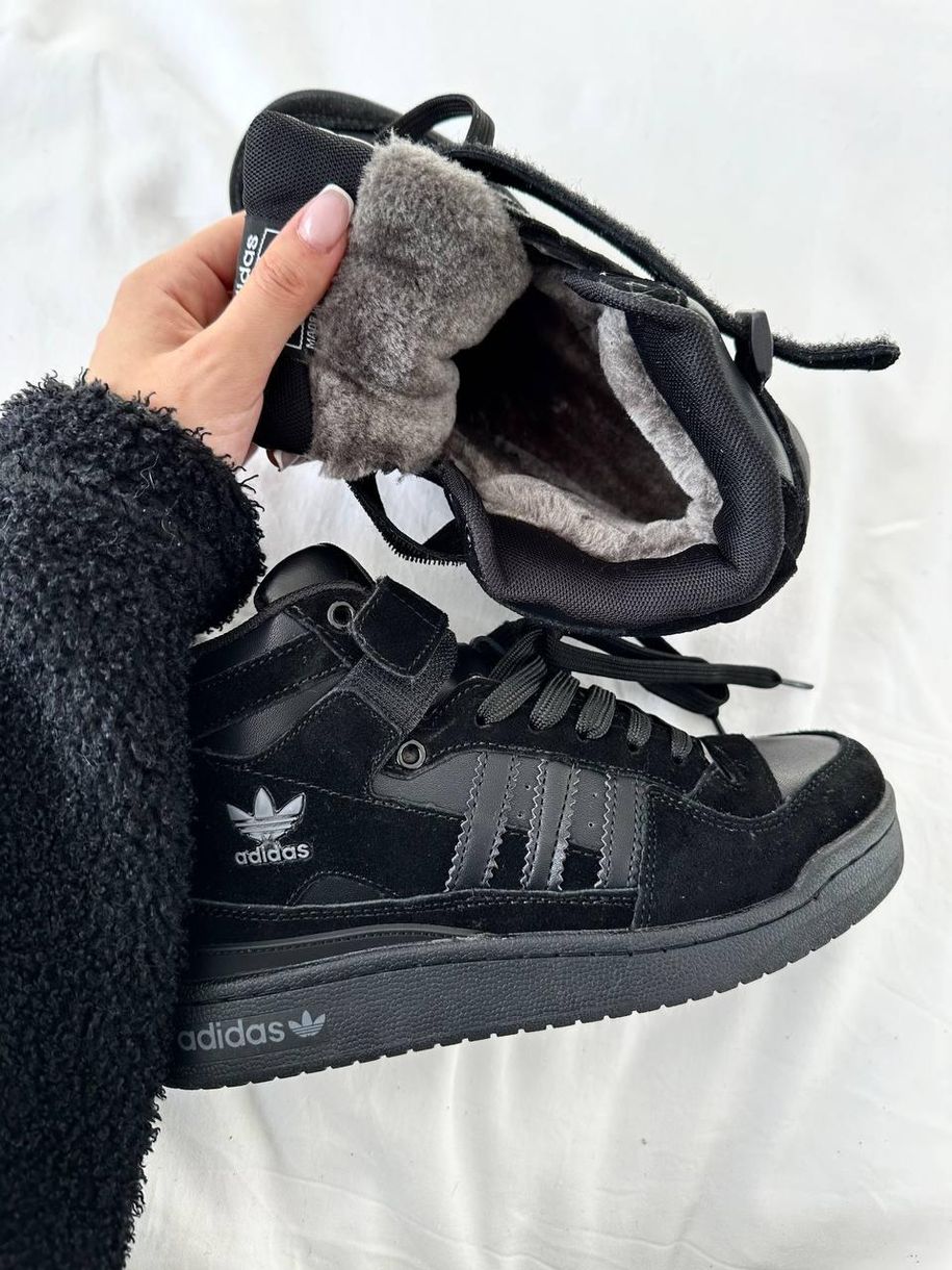 Зимові Кросівки Adidas Forum Black Suede Fur 9959 фото