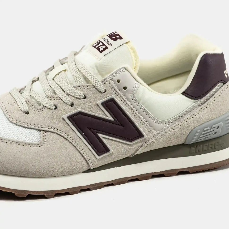 New Balance 574 Beige White Burgundy