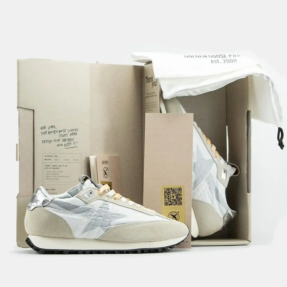 Golden Goose Marathon White Silver Beige