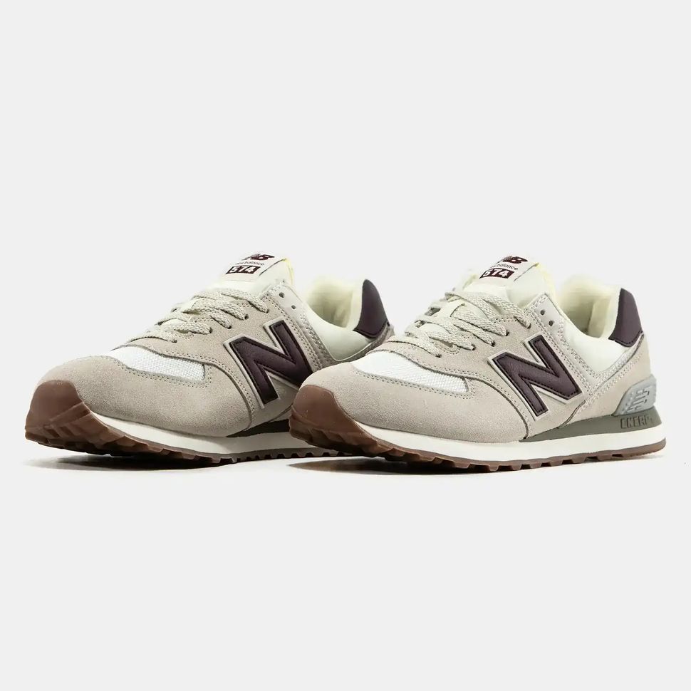 New Balance 574 Beige White Burgundy