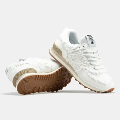 New Balance 574 x Miu Miu White Raw Edge