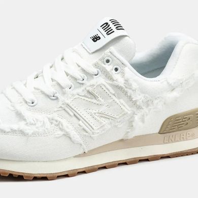 New Balance 574 x Miu Miu White Raw Edge