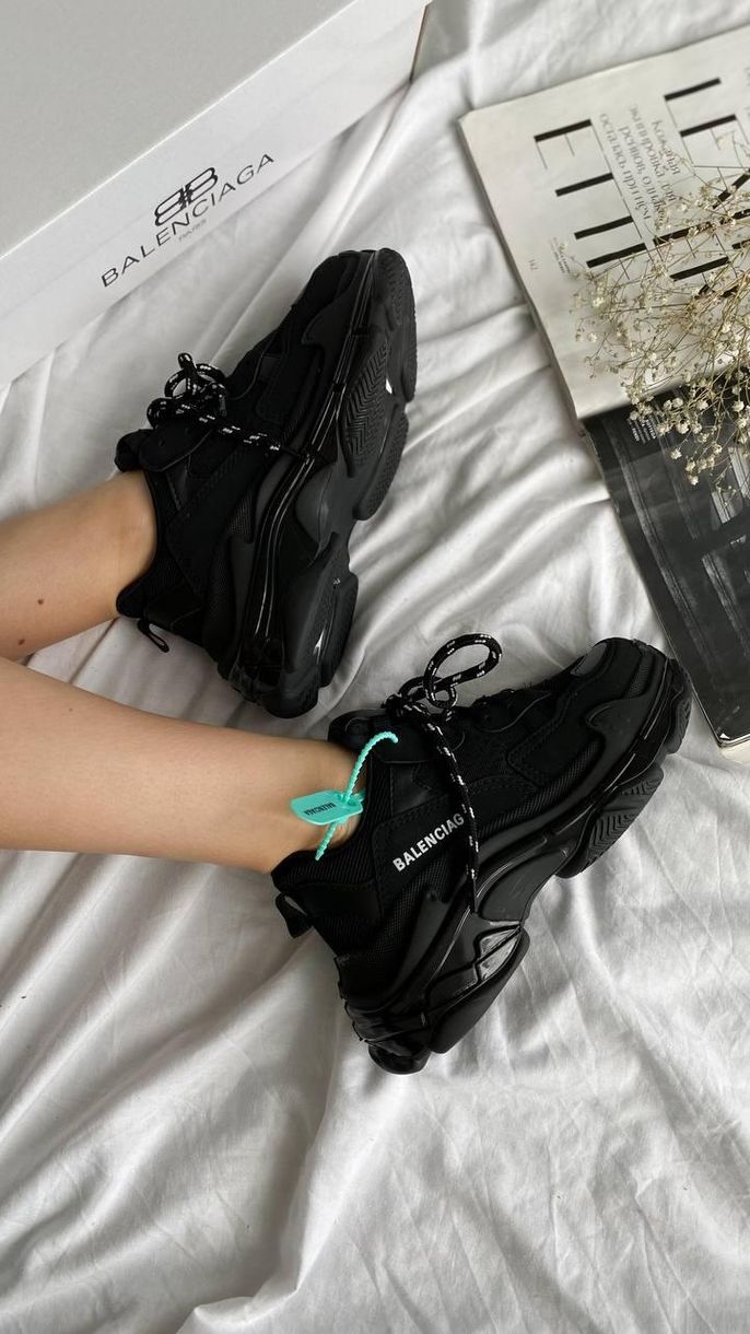 Кросівки Balenciaga Triple S Clear Sole Black «White Logo» 3 3456 фото