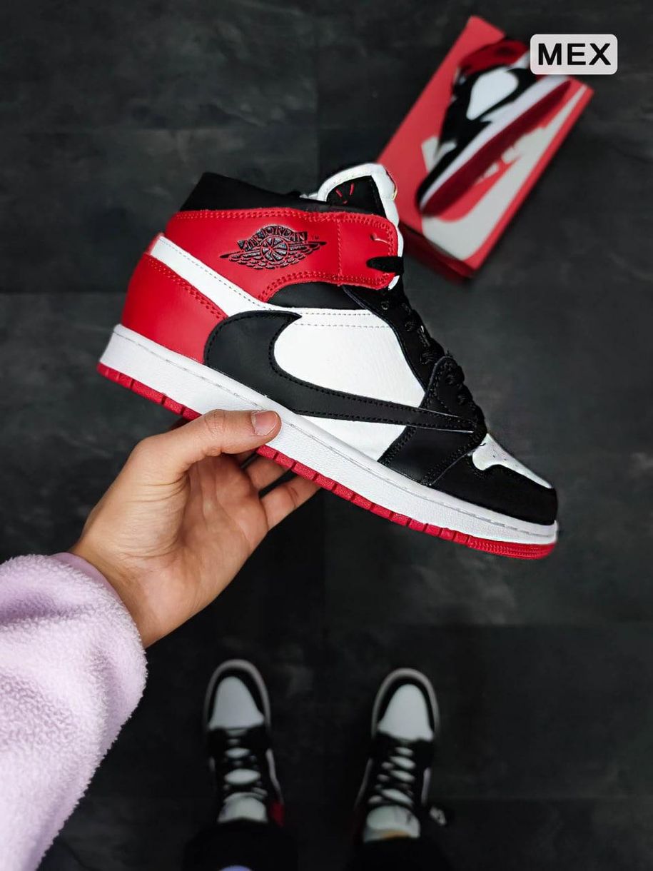 Nike Air Jordan Retro 1 x Cactus Jack Red White Black 8145 фото