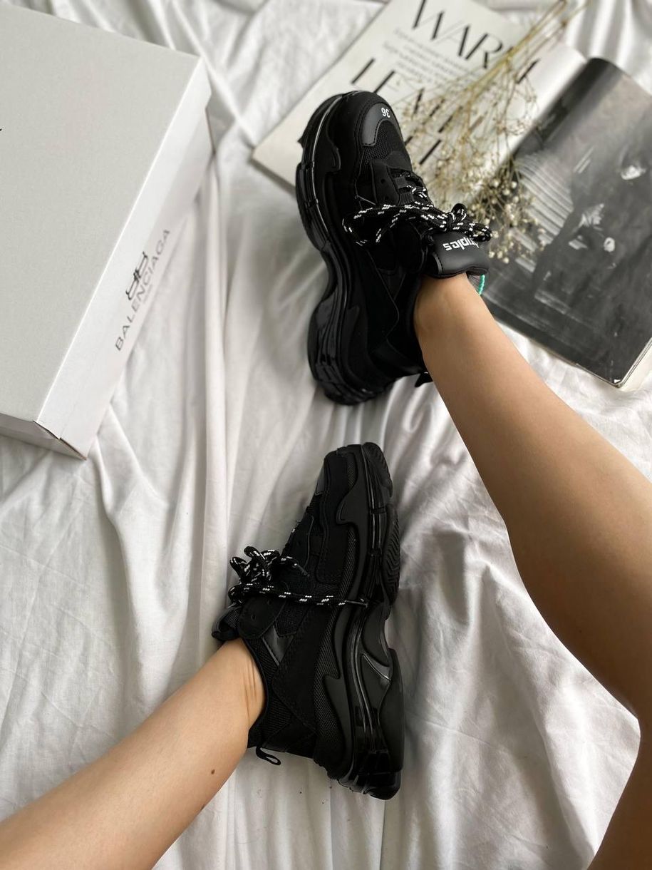 Кросівки Balenciaga Triple S Clear Sole Black «White Logo» 3 3456 фото