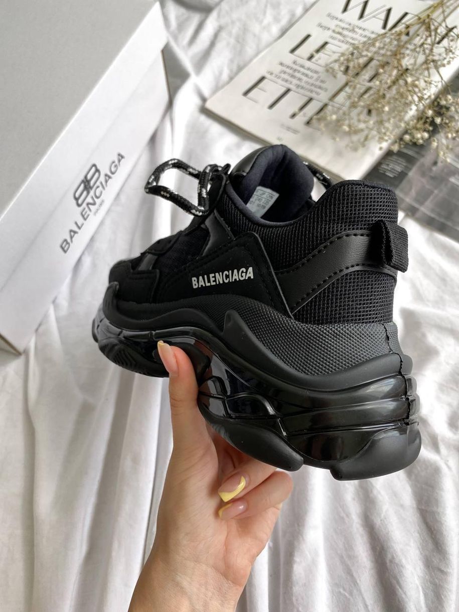 Кросівки Balenciaga Triple S Clear Sole Black «White Logo» 3 3456 фото