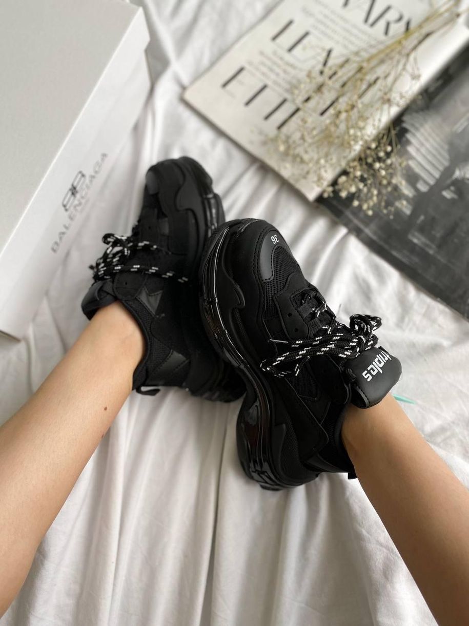 Кросівки Balenciaga Triple S Clear Sole Black «White Logo» 3 3456 фото