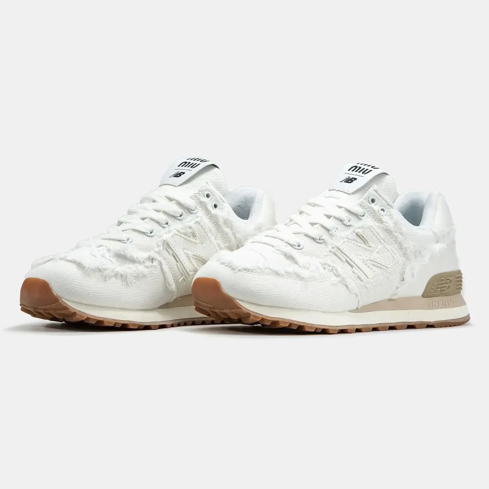 New Balance 574 x Miu Miu White Raw Edge