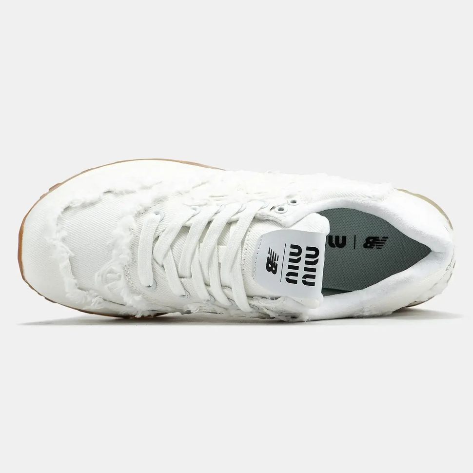 New Balance 574 x Miu Miu White Raw Edge